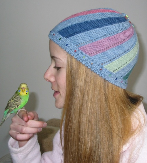 spirals of colour in a hat (see closely related Carousel Cap)